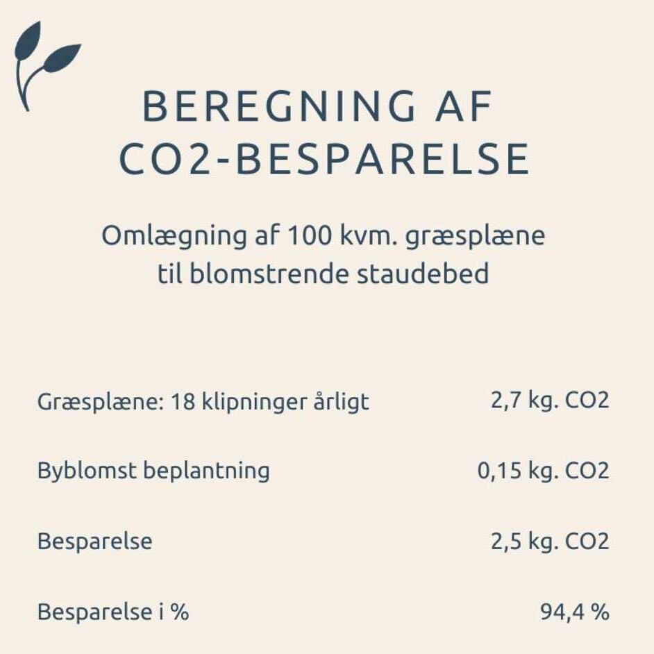 Eksempel på CO2-besparelsen ved at erstatte græsarealer med staudebede